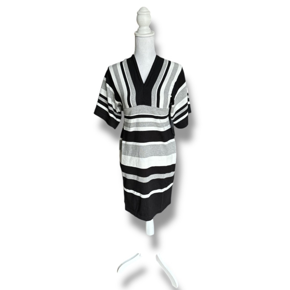 Black Gray and White Striped Sweater Women's Dress Size Small